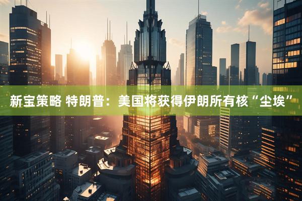 新宝策略 特朗普：美国将获得伊朗所有核“尘埃”